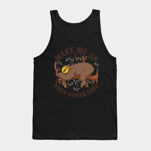 Sloth love best gift for winter sloth sleeping on a tree and the quote "Wake me up when winter ends" Tank Top by AbirAbd